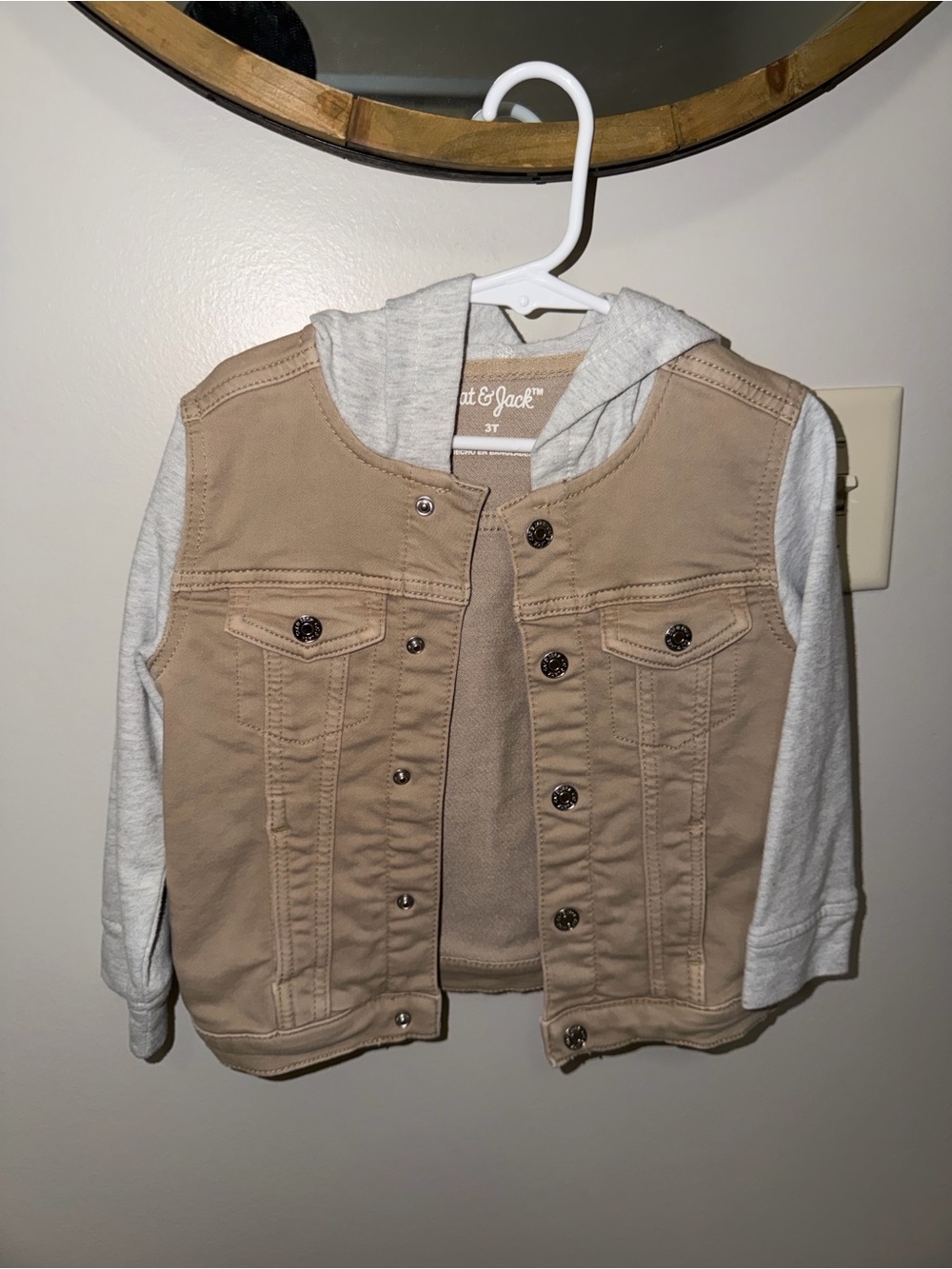 Cat & Jack Beige and Light Gray Hooded Jean Jacket